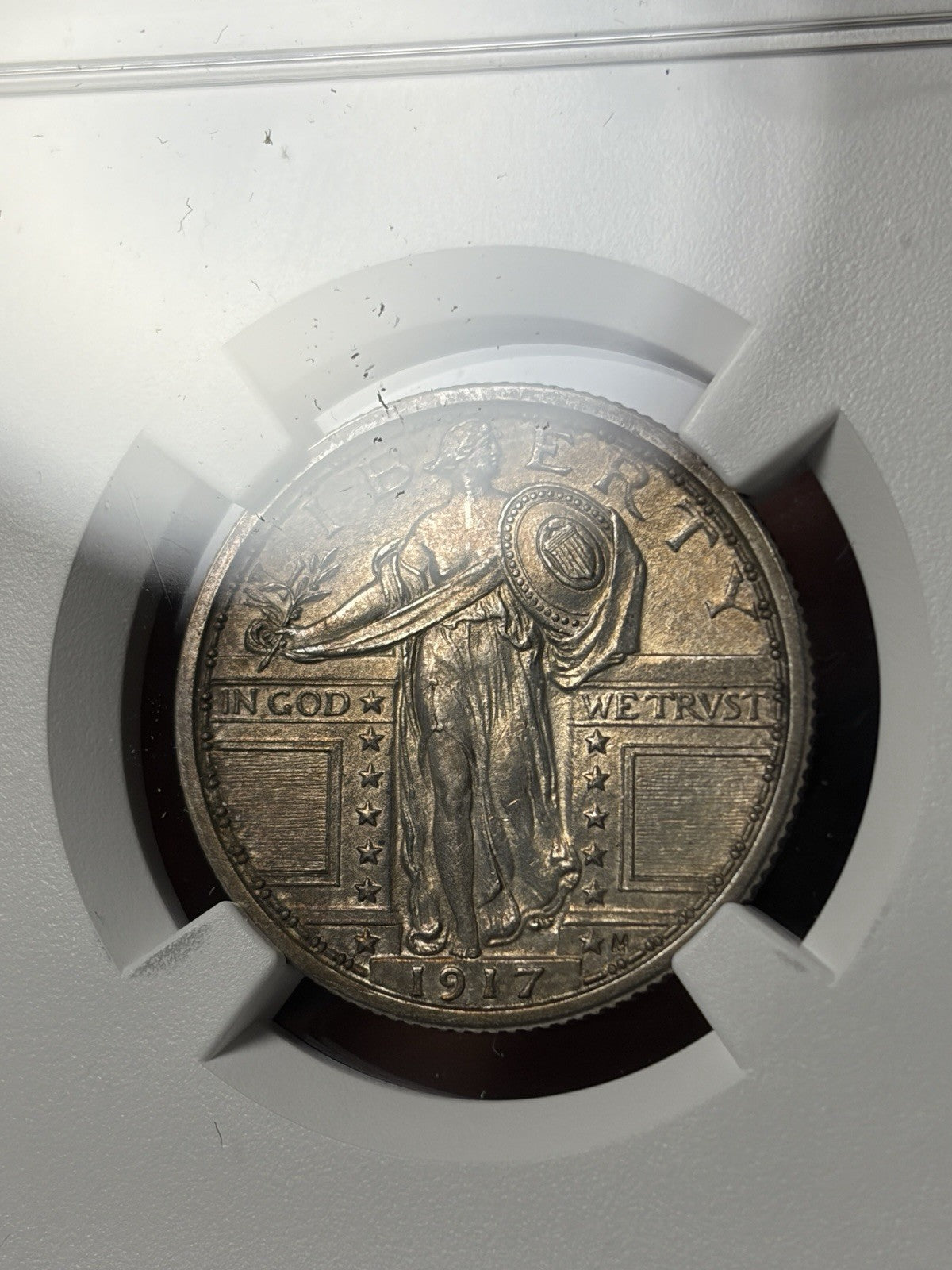 1917 Type 1 NGC Unc Details Standing Liberty Quarter Toned