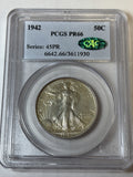 1942 PCGS PR66 CAC Walking Liberty Half Dollar Toned