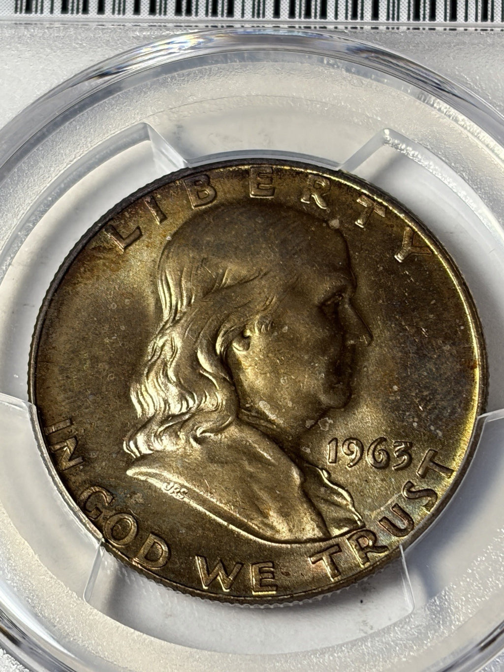 1963-D PCGS MS65 Frankiln Half Dollar Toned