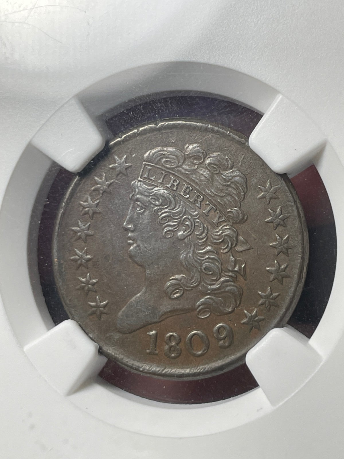 1809/6 NGC AU53 BN 9 Over Inverted 9 C-5 Classic Head Half Cent