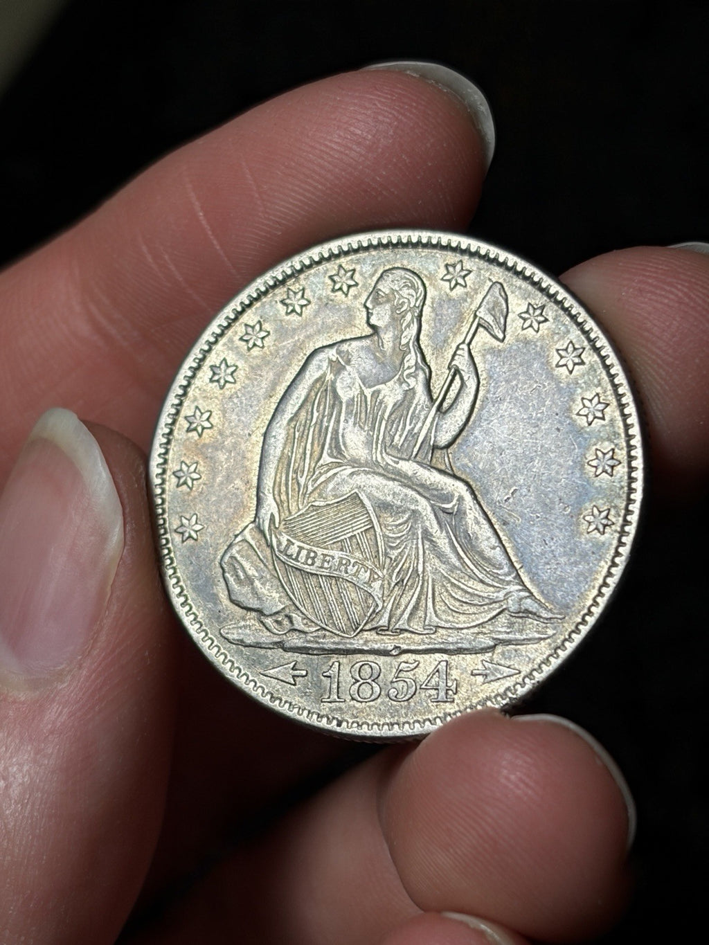1854-O With Arrows Seated Liberty Half Dollar