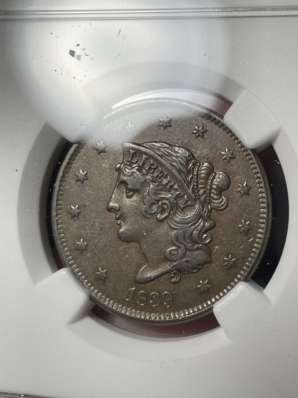 1839 NGC XF45 BN Booby Head Large Cent