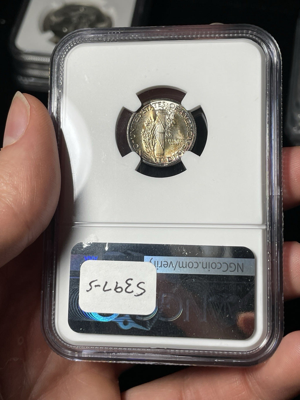 1936-S NGC MS67 FB Mercury Dime Toned