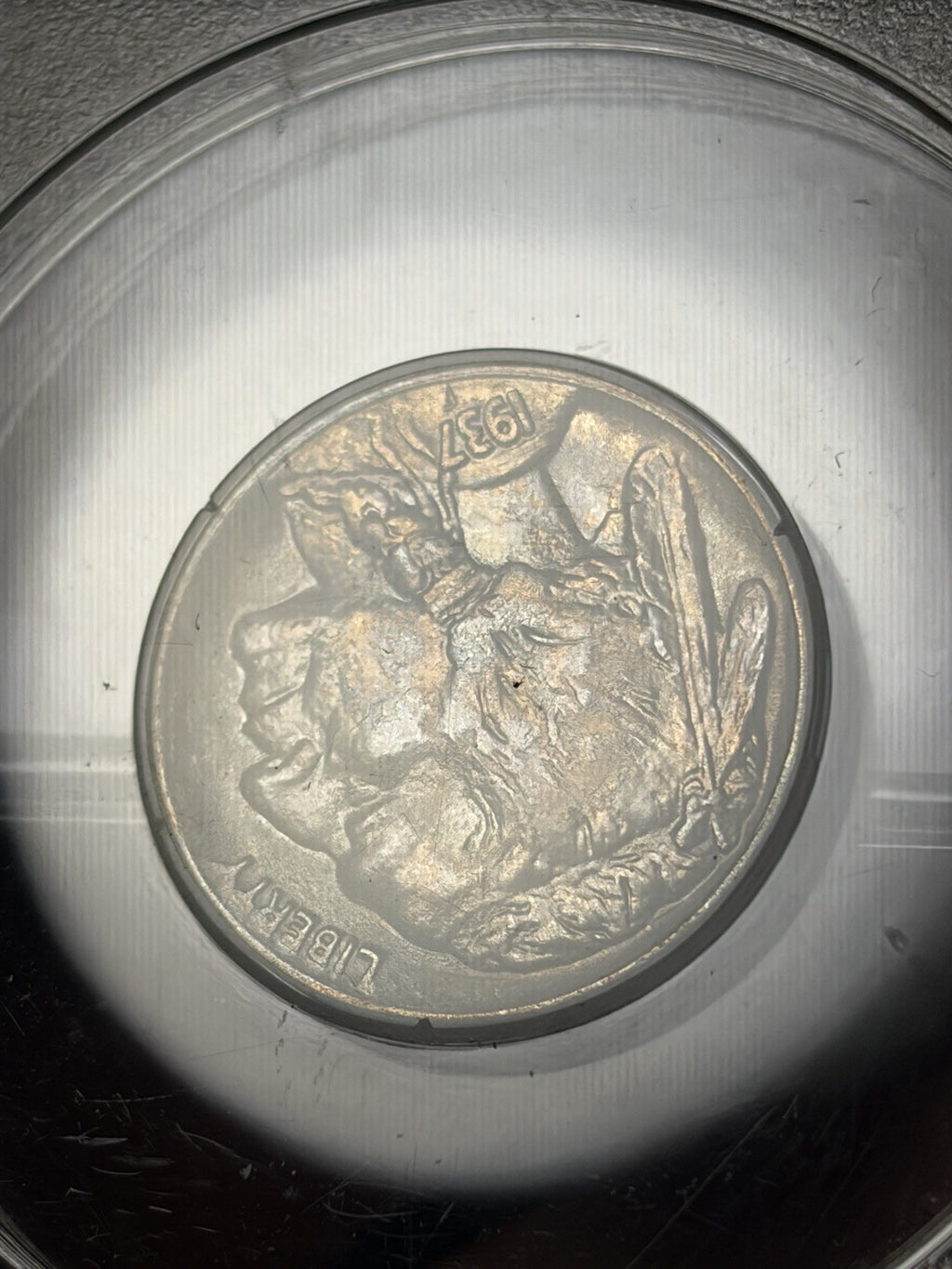 1937-D PCGS MS65 GOLD CAC Buffalo Nickel Rattler Holder