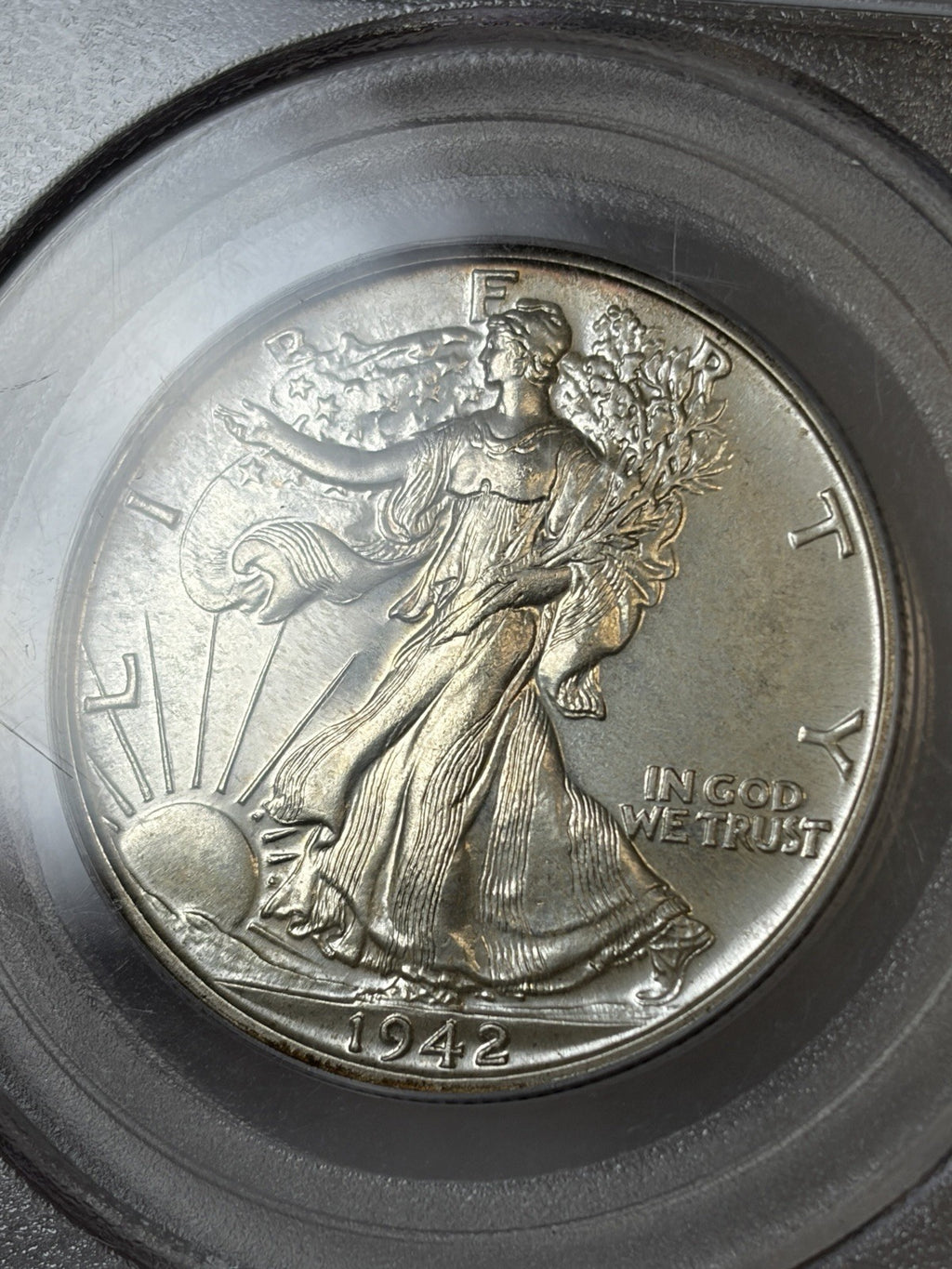 1942 PCGS PR66 CAC Walking Liberty Half Dollar Toned