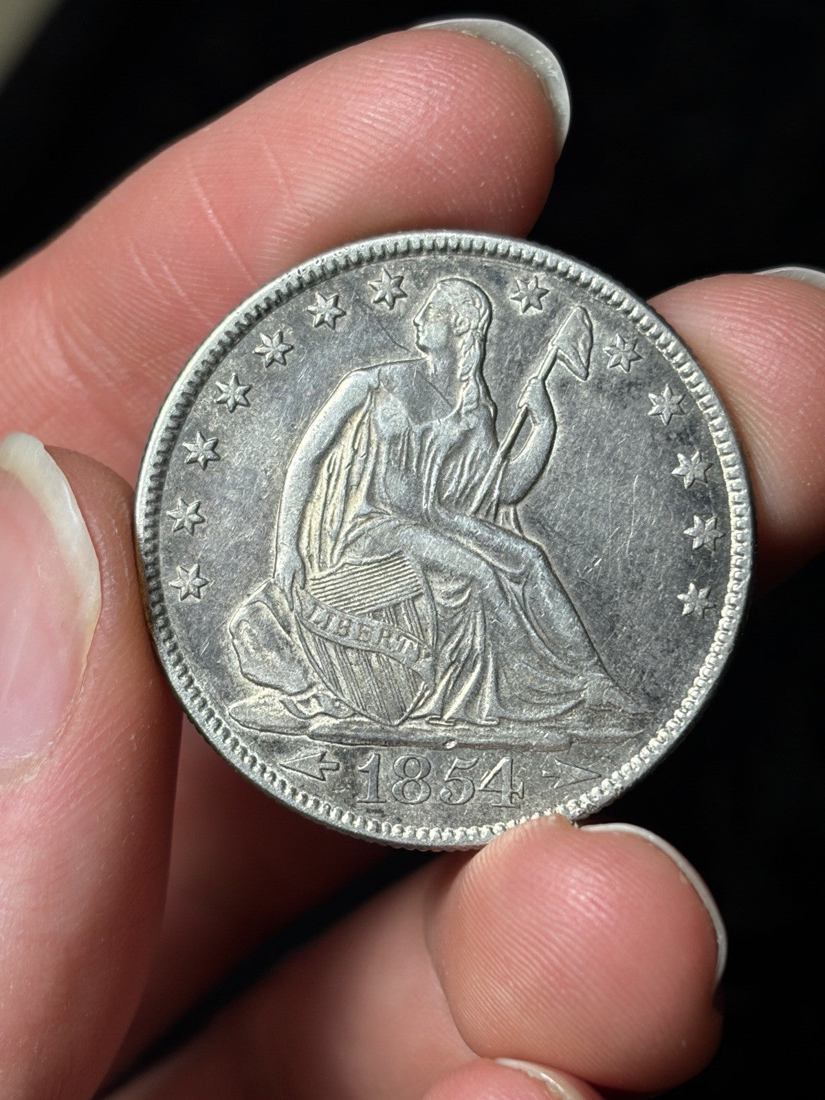 1854-O With Arrows Seated Liberty Half Dollar