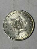 1851 Three Cent Silver Uncirculated Details