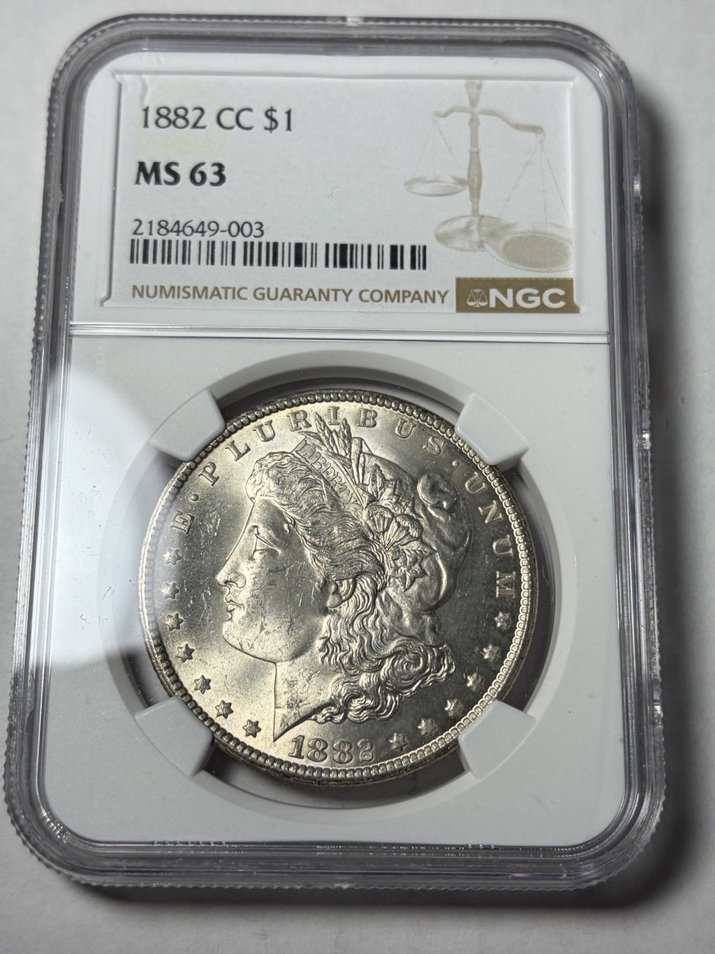 1882-CC NGC MS63 Morgan Silver Dollar