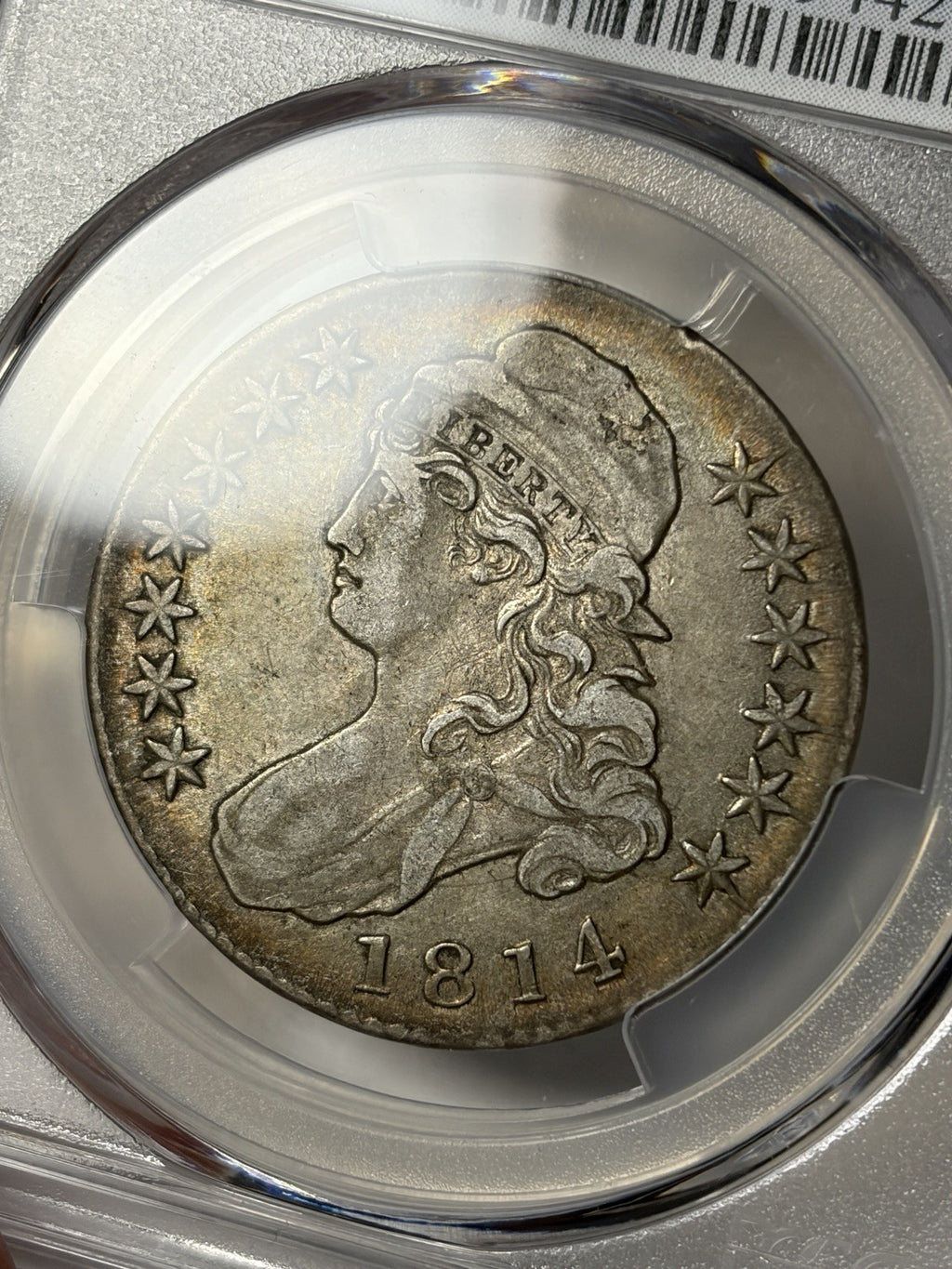 1814 PCGS XF40 CAC Capped Bust Half Dollar O-102a Toned