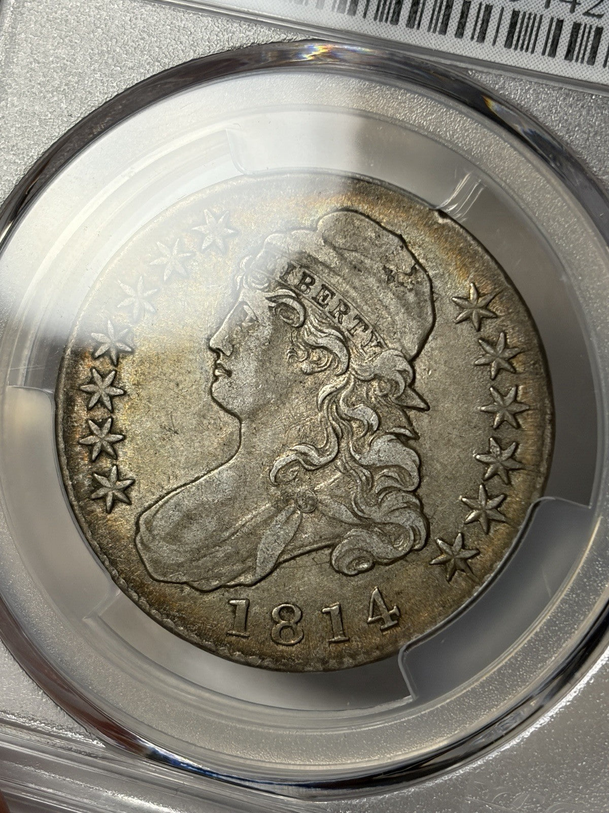 1814 PCGS XF40 CAC Capped Bust Half Dollar O-102a Toned
