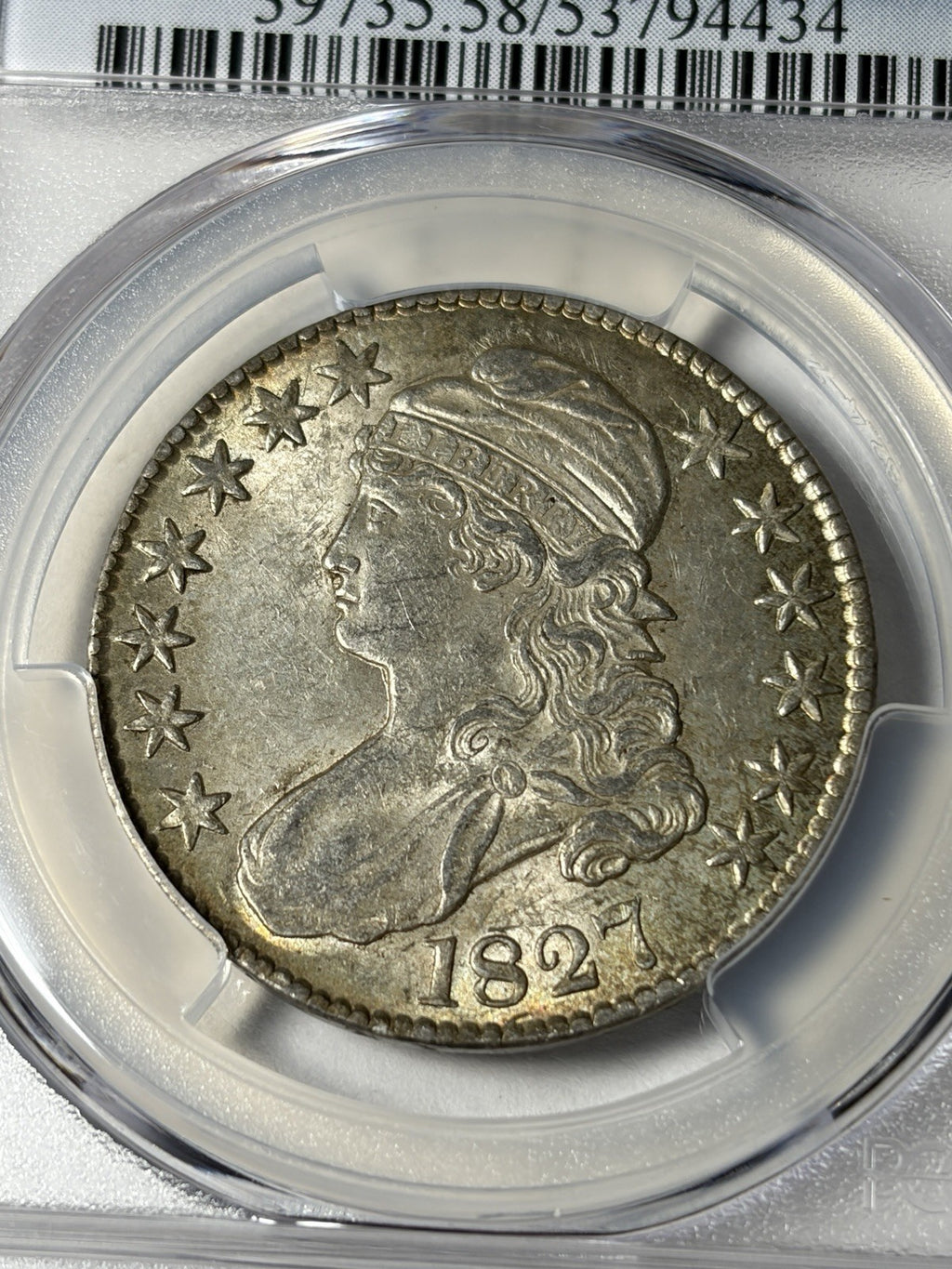 1827 PCGS AU58 Capped Bust Half Dollar O-136 Square Base 2