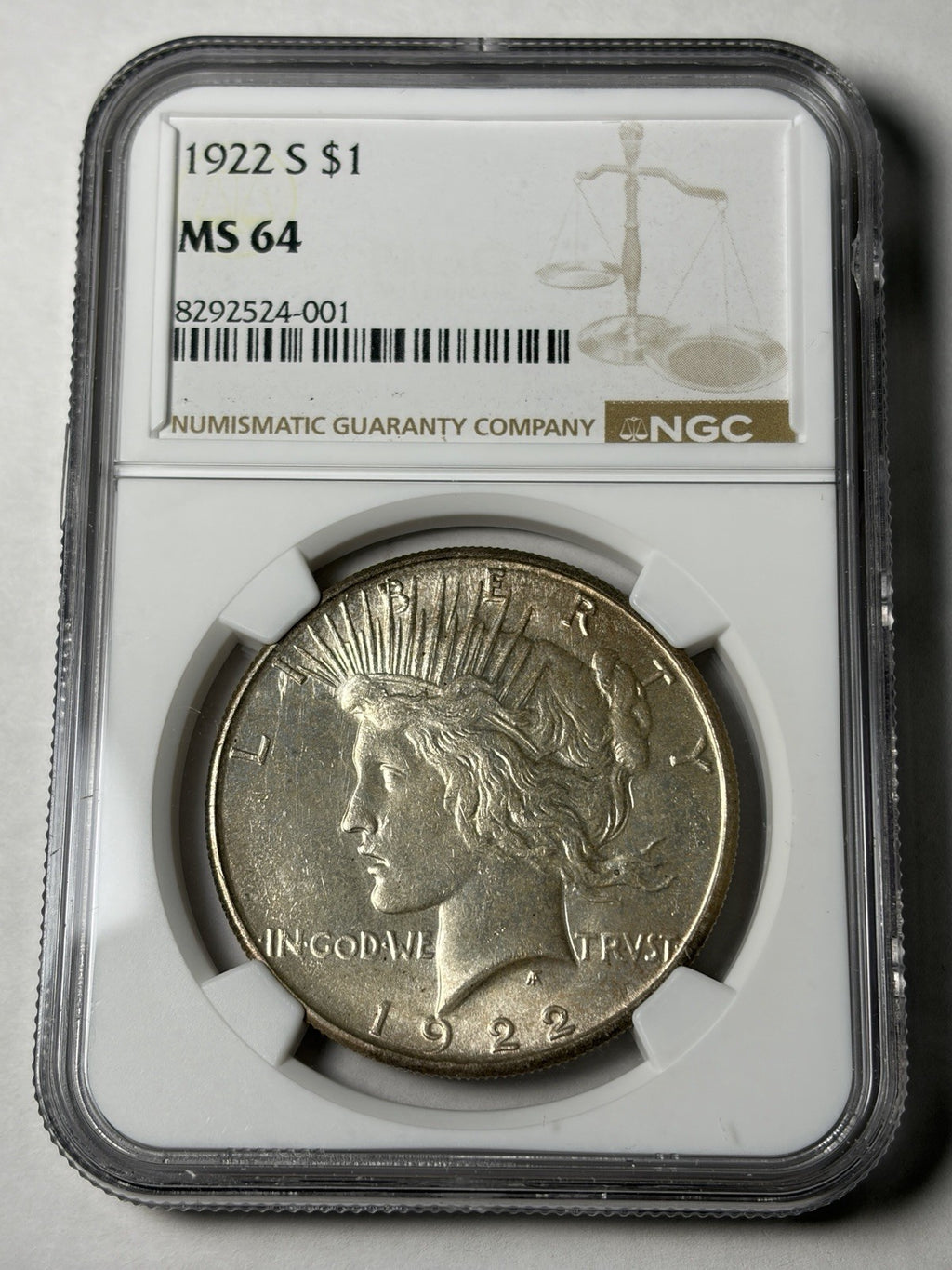 1922-S NGC MS64 Peace Silver Dollar