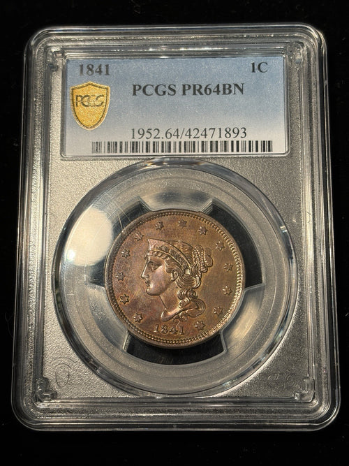 1841 PCGS PR64 BN Braided Hair Large Cent
