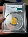 1908 PCGS MS64 CAC $2.5 Gold Indian Quarter Eagle Pre-33