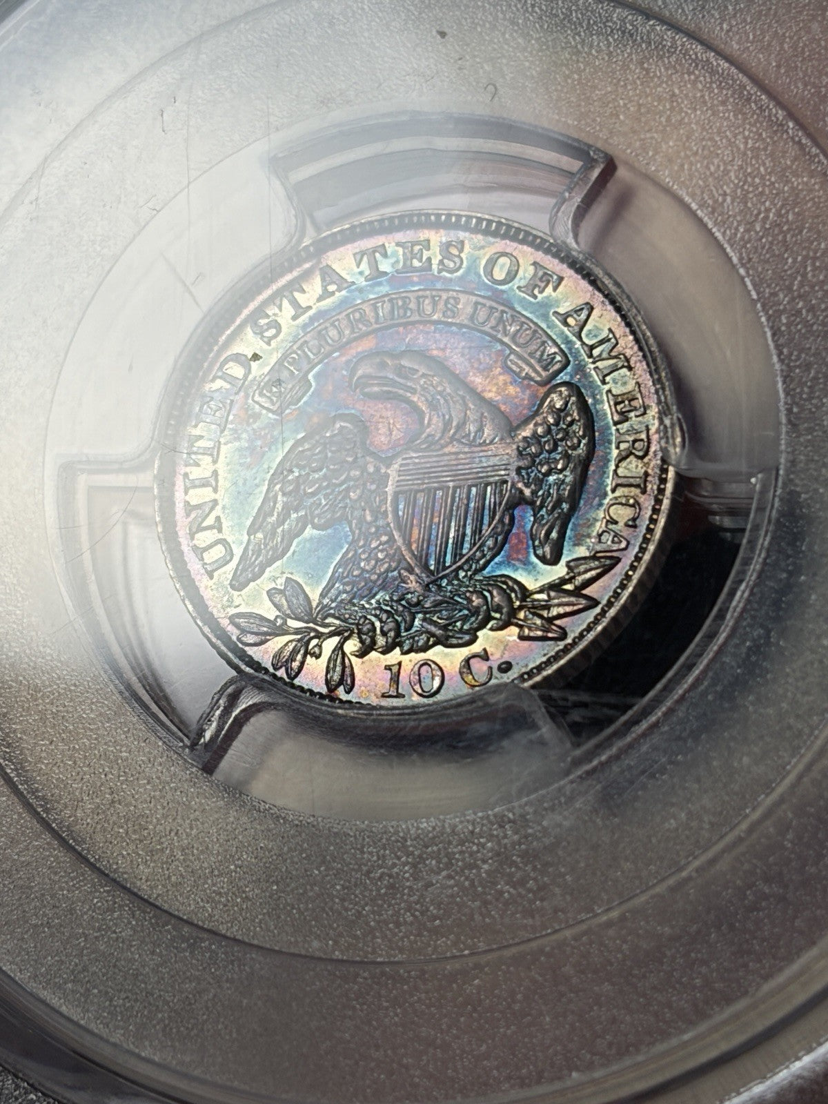 1834 PCGS MS61 Large 4 Capped Bust Silver Dime Toned