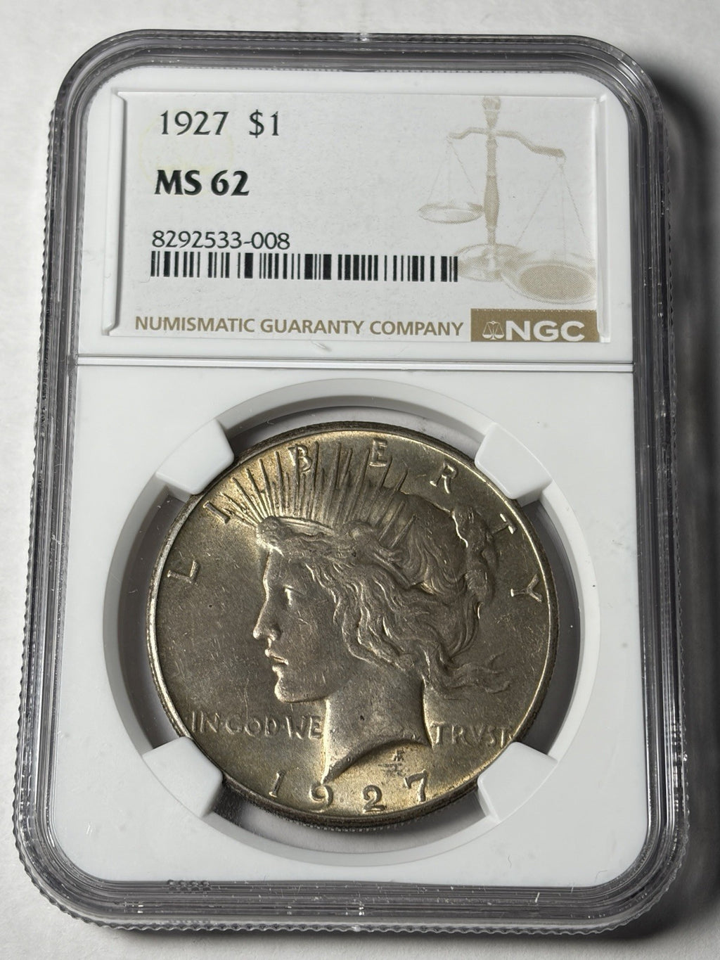 1927 NGC MS62 Peace Silver Dollar