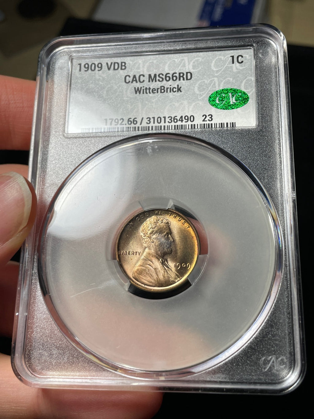 1909 VDB CACG MS66 RD Lincoln Wheat Cent Nice Coin