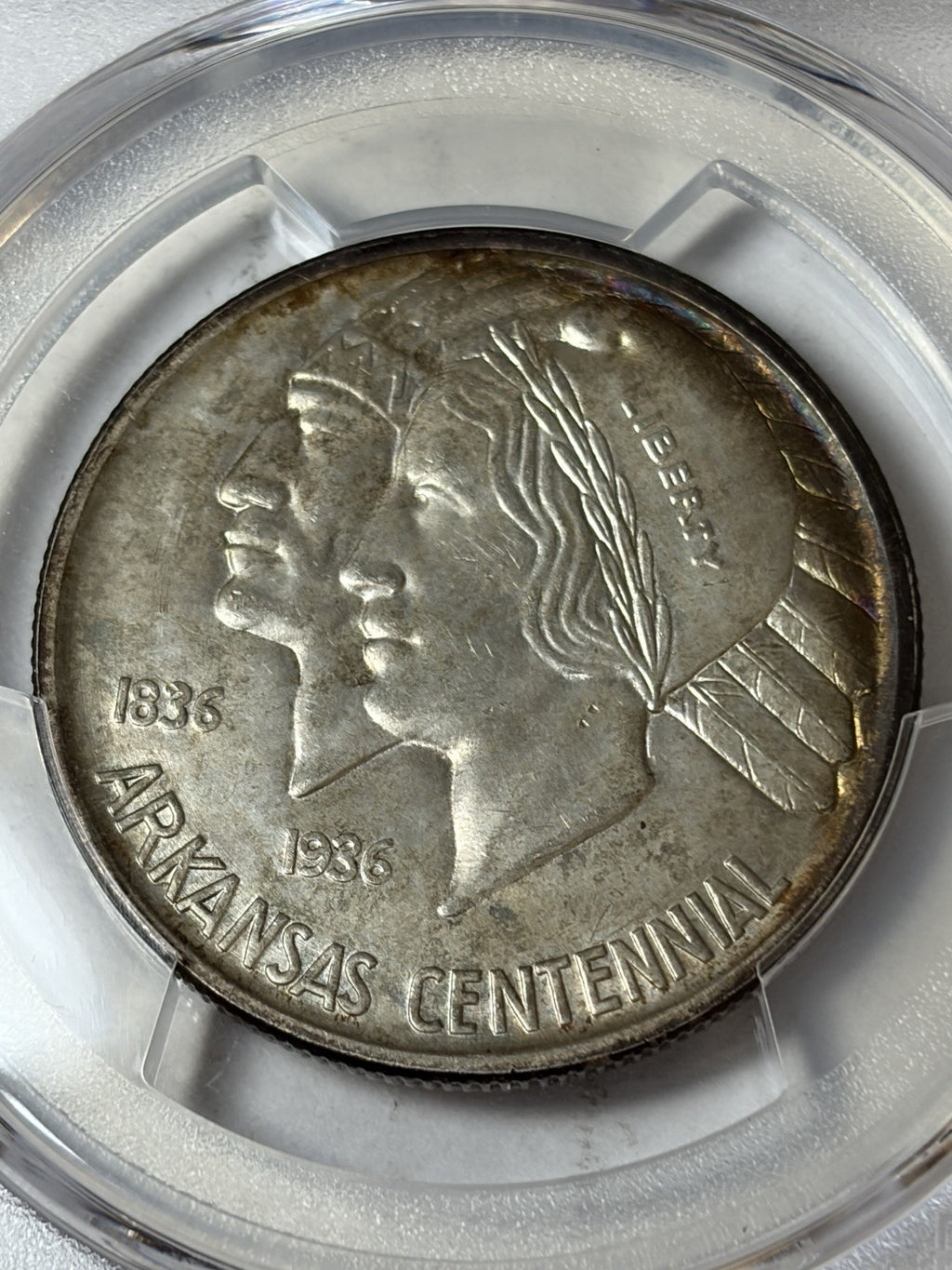 1936-D PCGS MS66 Arkansas Commemorative Half Dollar Toned