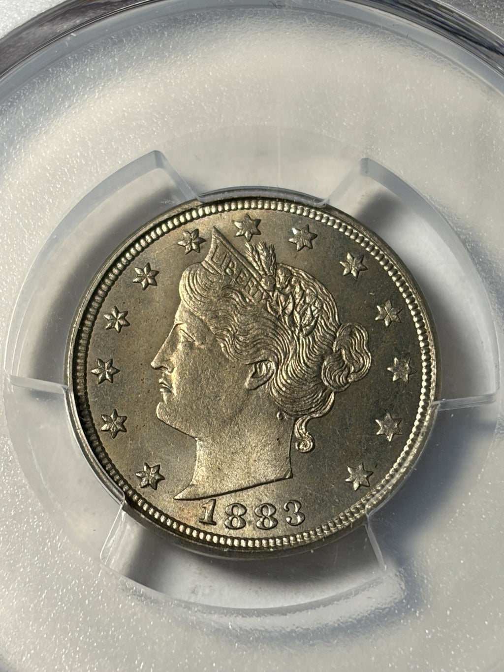 1883 PCGS MS65 With Cents Liberty V Nickel Toned