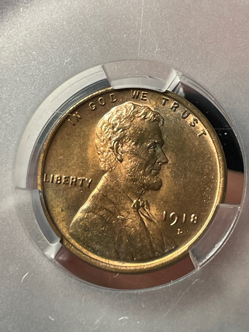 1918-D CACG MS64 RB Lincoln Wheat Cent Red Brown