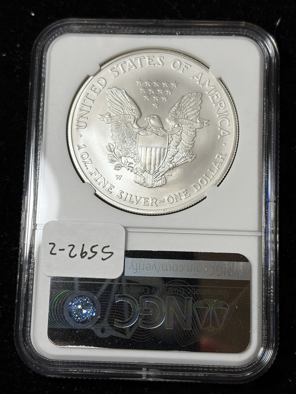 2008-W Reverse of 2007 NGC MS69 American Silver Eagle With OGP
