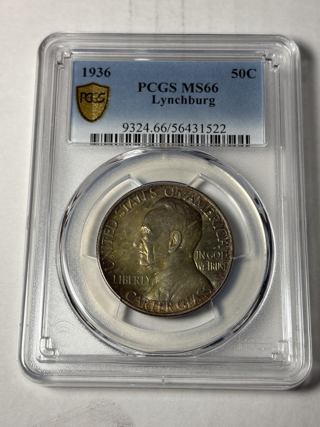 1936 PCGS MS66 Lynchburg Commemorative Half Dollar Toned