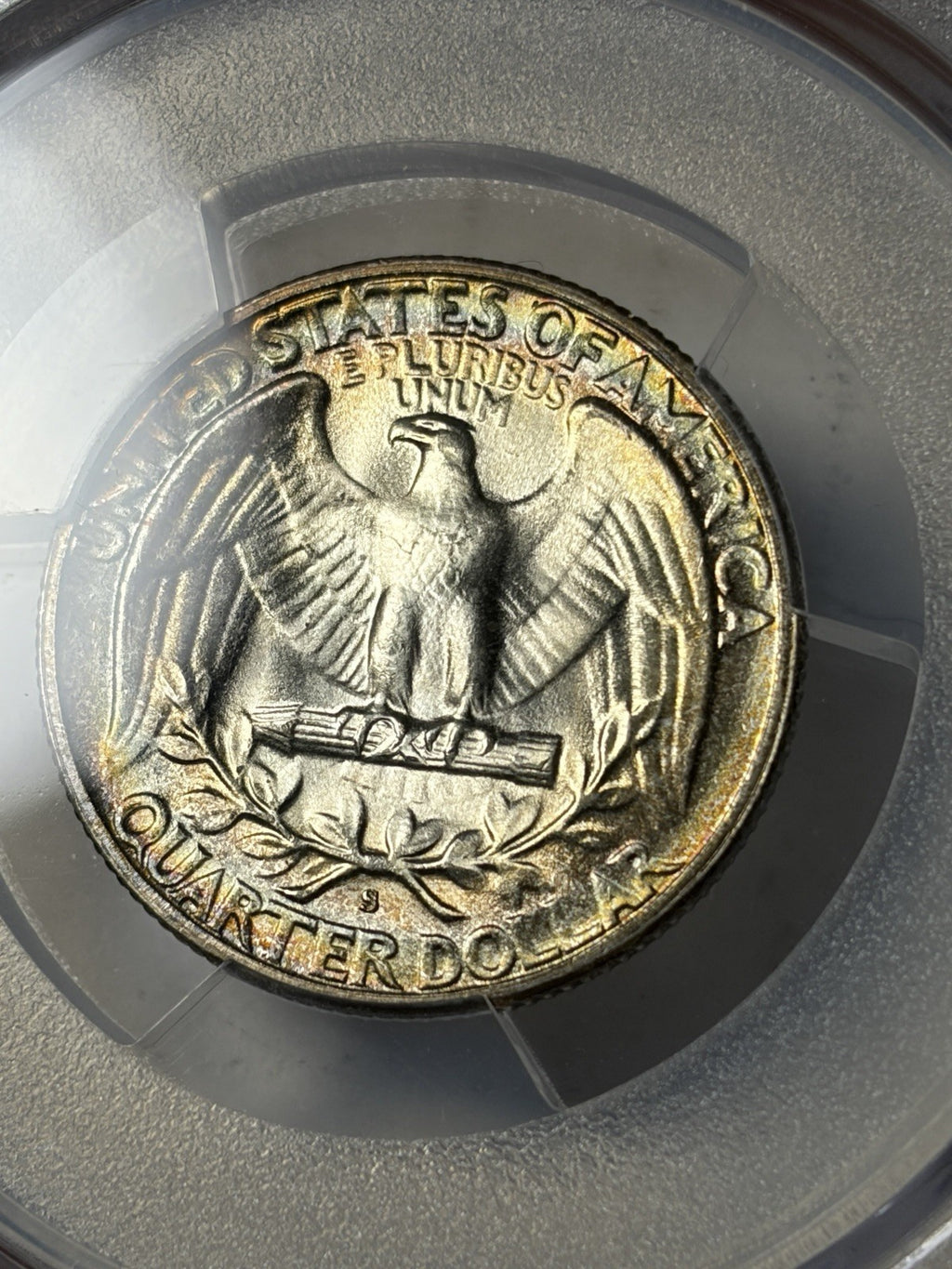 1947-S PCGS MS67 CAC Washington Silver Quarter Toned