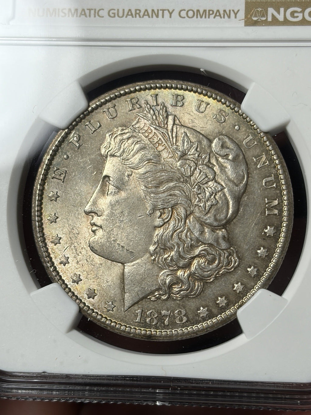 1878-CC NGC MS61 Morgan Silver Dollar Reverse Toned