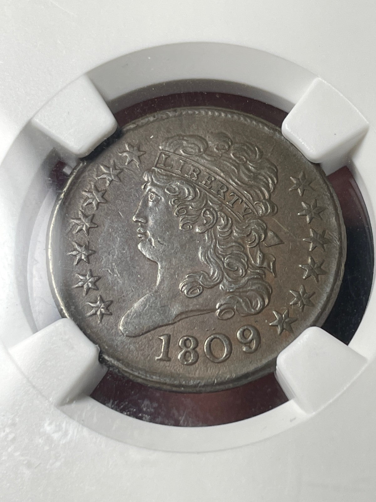 1809/6 NGC AU53 BN 9 Over Inverted 9 C-5 Classic Head Half Cent