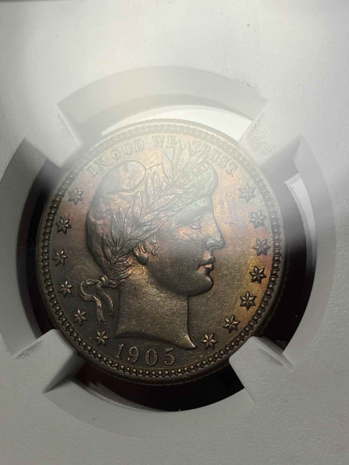 1905 NGC AU Details Barber Quarter Toned