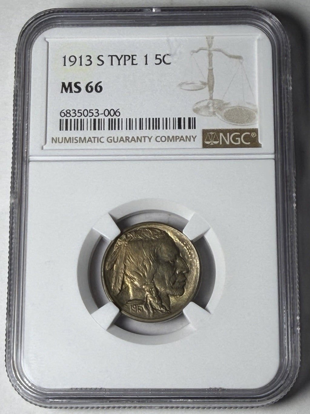 1913-S Type 1 NGC MS 66 Buffalo Nickel