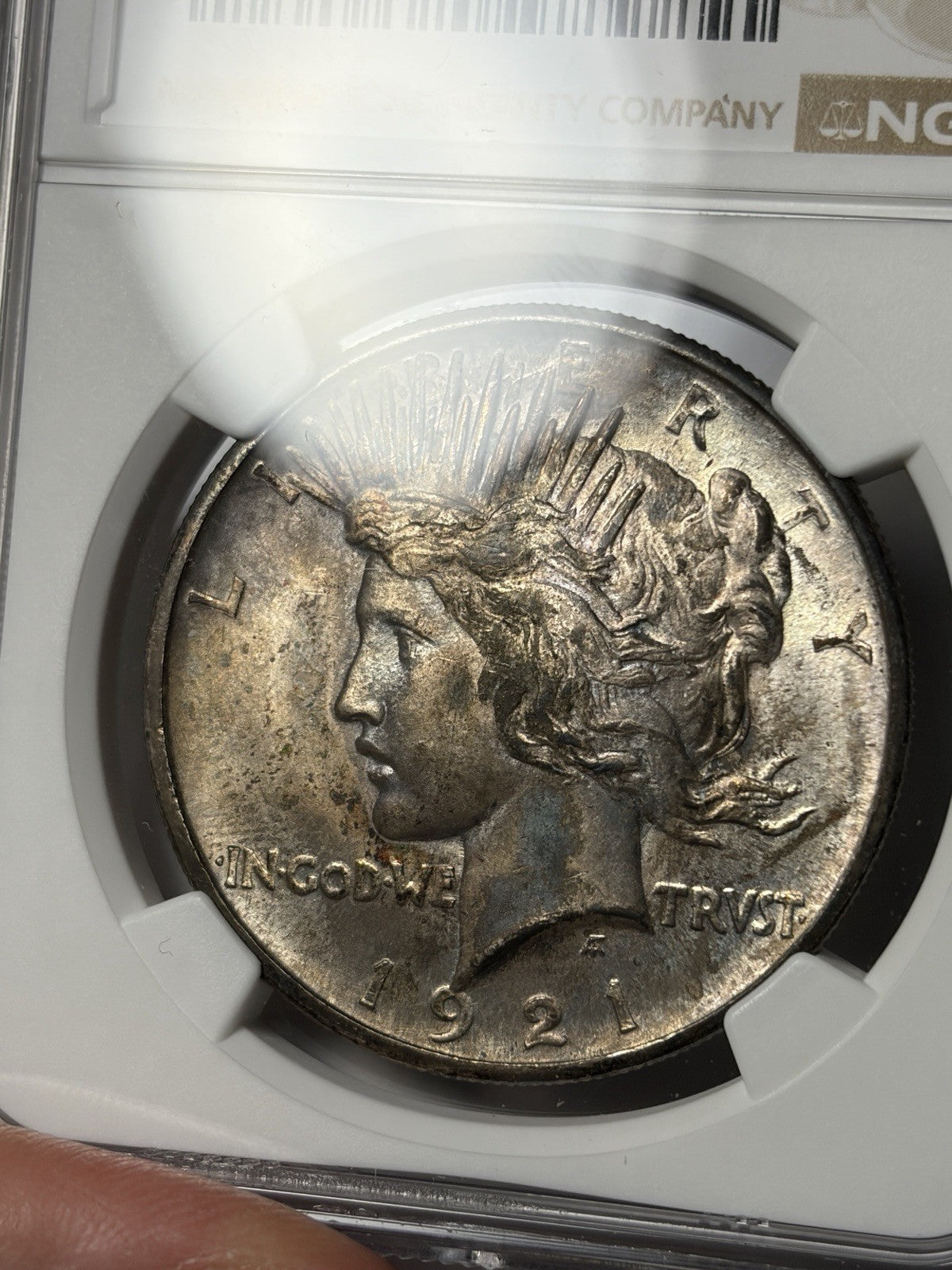 1921 NGC MS65 Peace Silver Dollar Toned Key Date