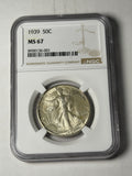 1939 NGC MS67 Walking Liberty Half Dollar