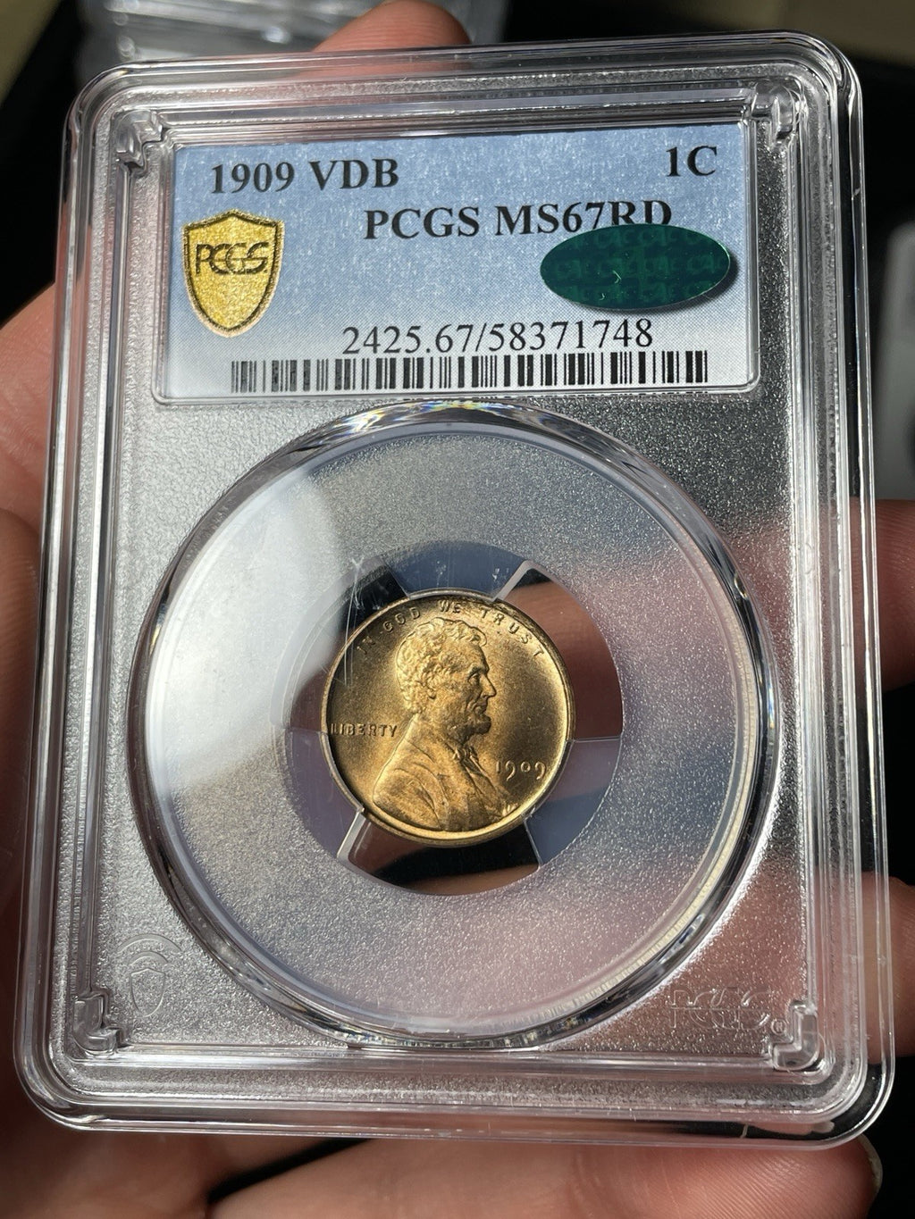 1909 VDB PCGS MS67 CAC Lincoln Wheat Cent