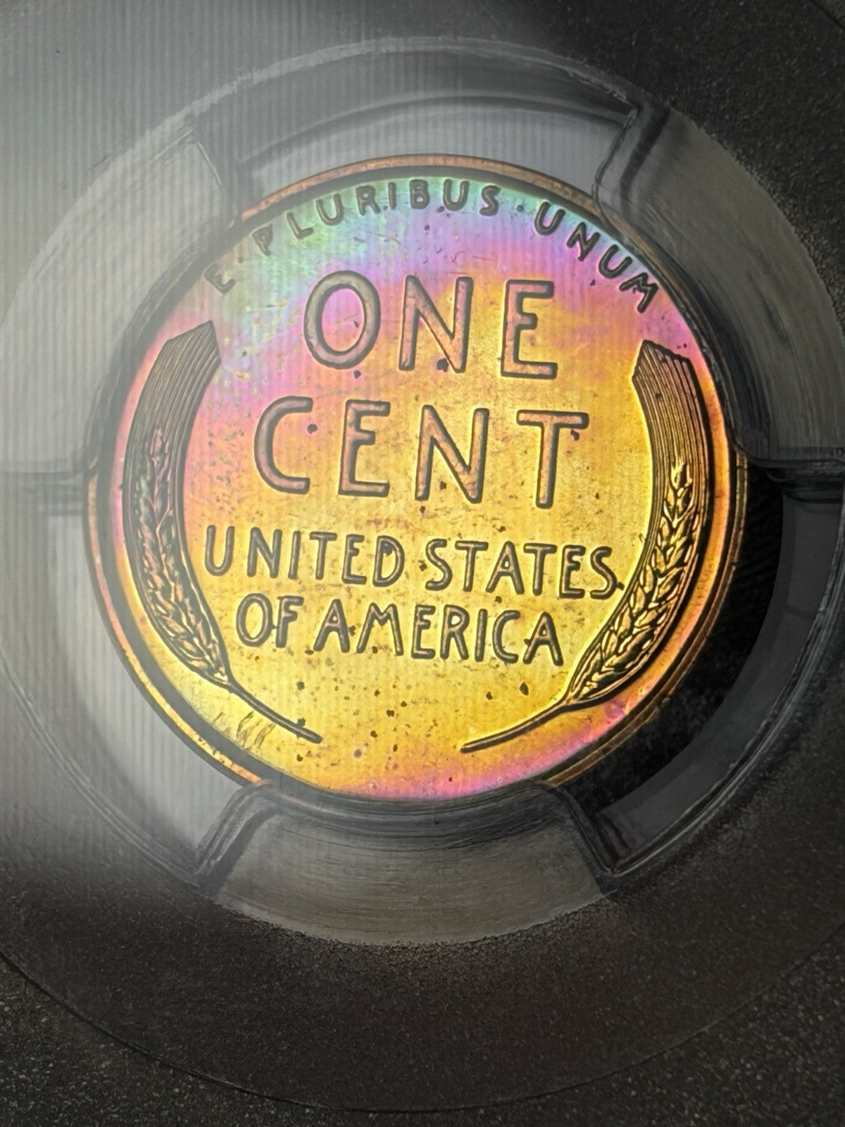 1942 PCGS PR65 BN Lincoln Wheat Cent Incredible Monster Toned Neon Green Blue