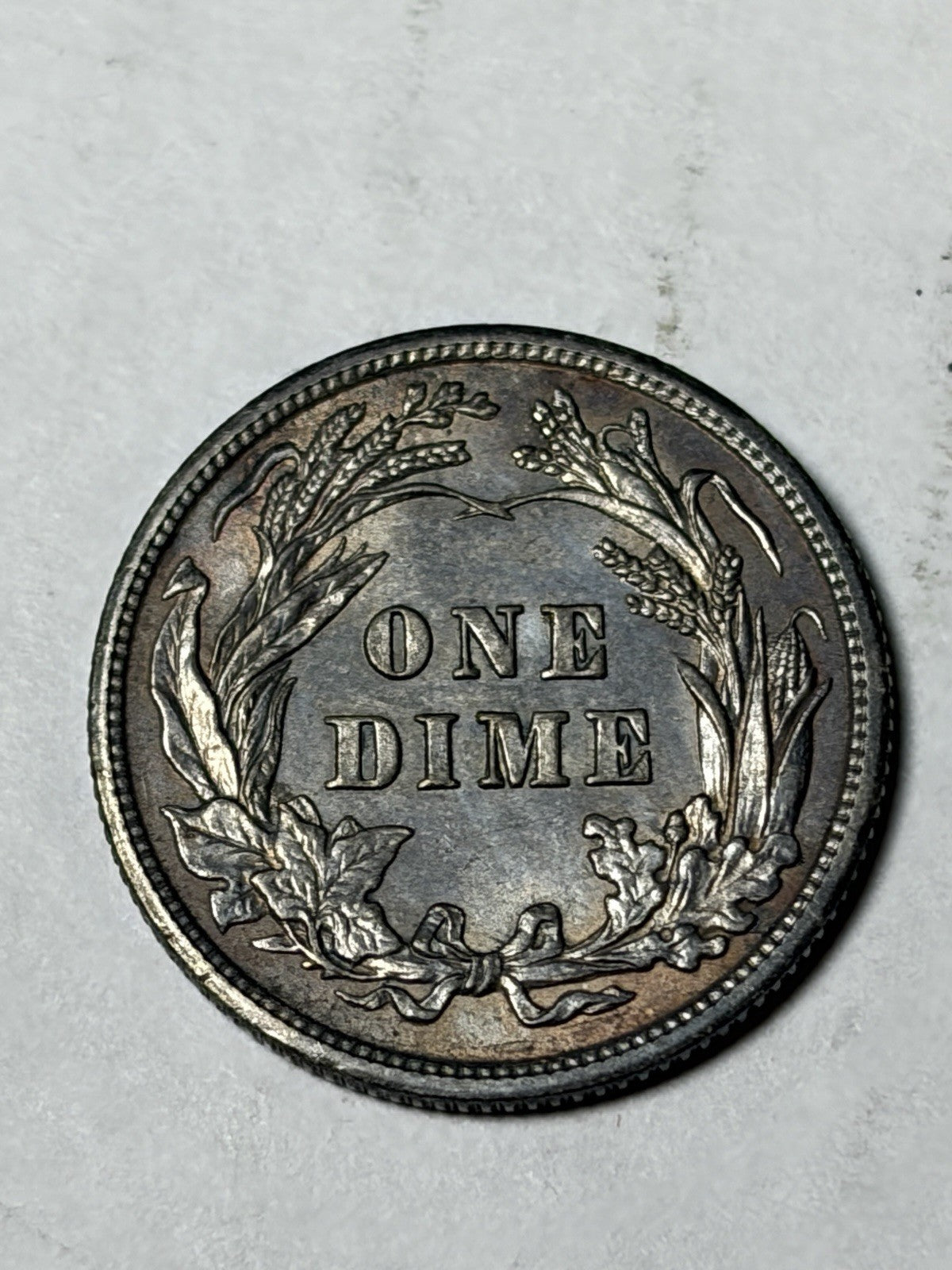 1908 Barber Dime Toned