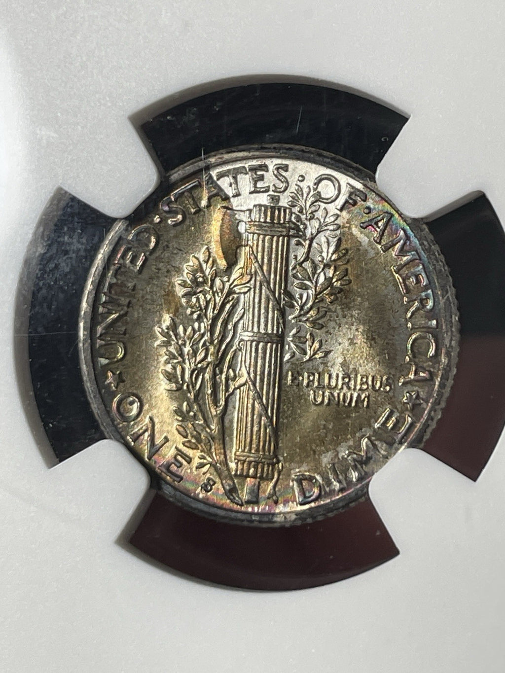 1936-S NGC MS67 FB Mercury Dime Toned