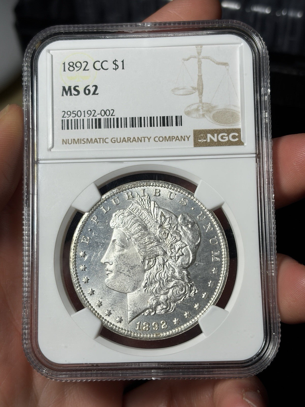 1892-CC NGC MS62 Morgan Silver Dollar