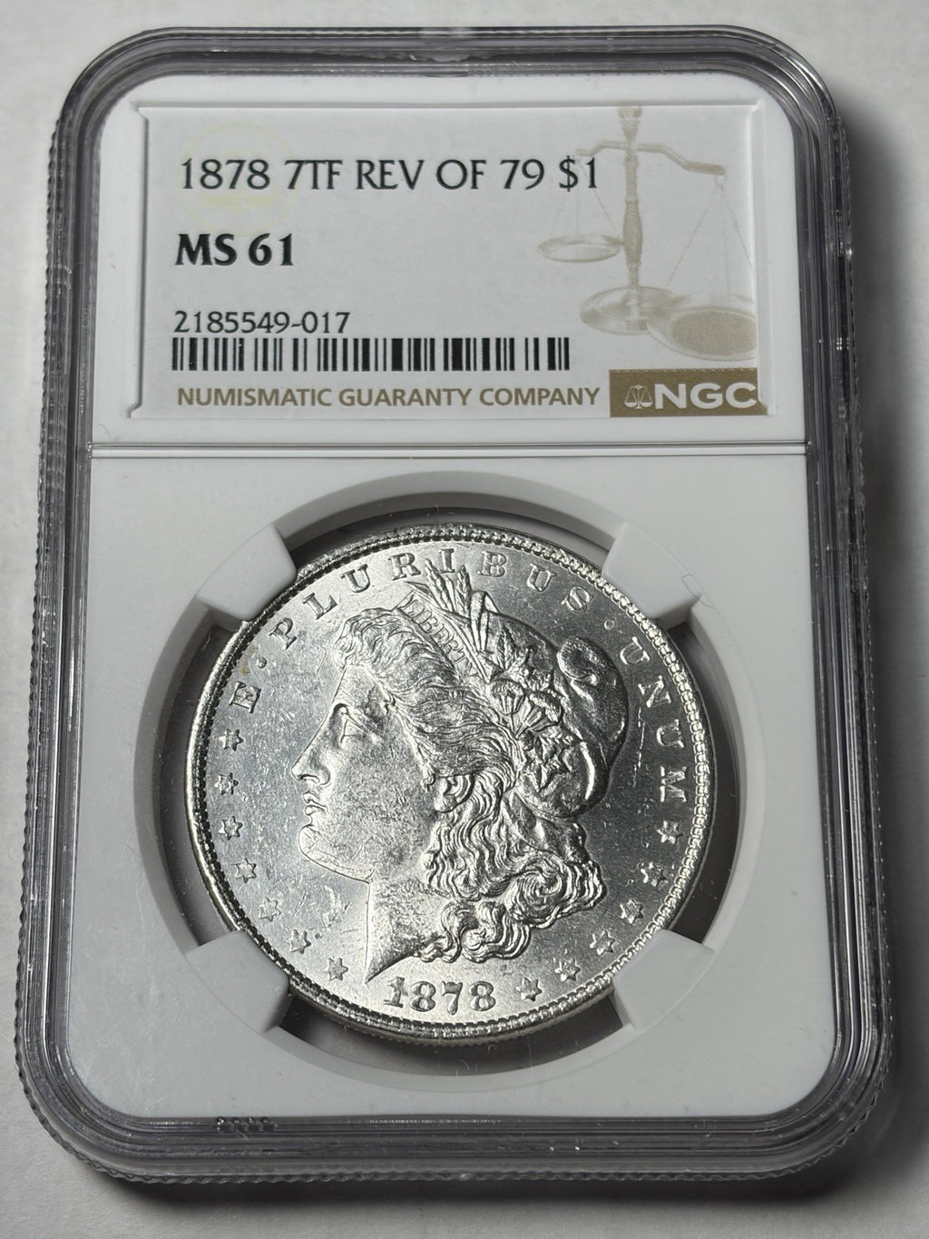 1878 7TF Reverse Of 1879 NGC MS61 Morgan Silver Dollar Rev 79