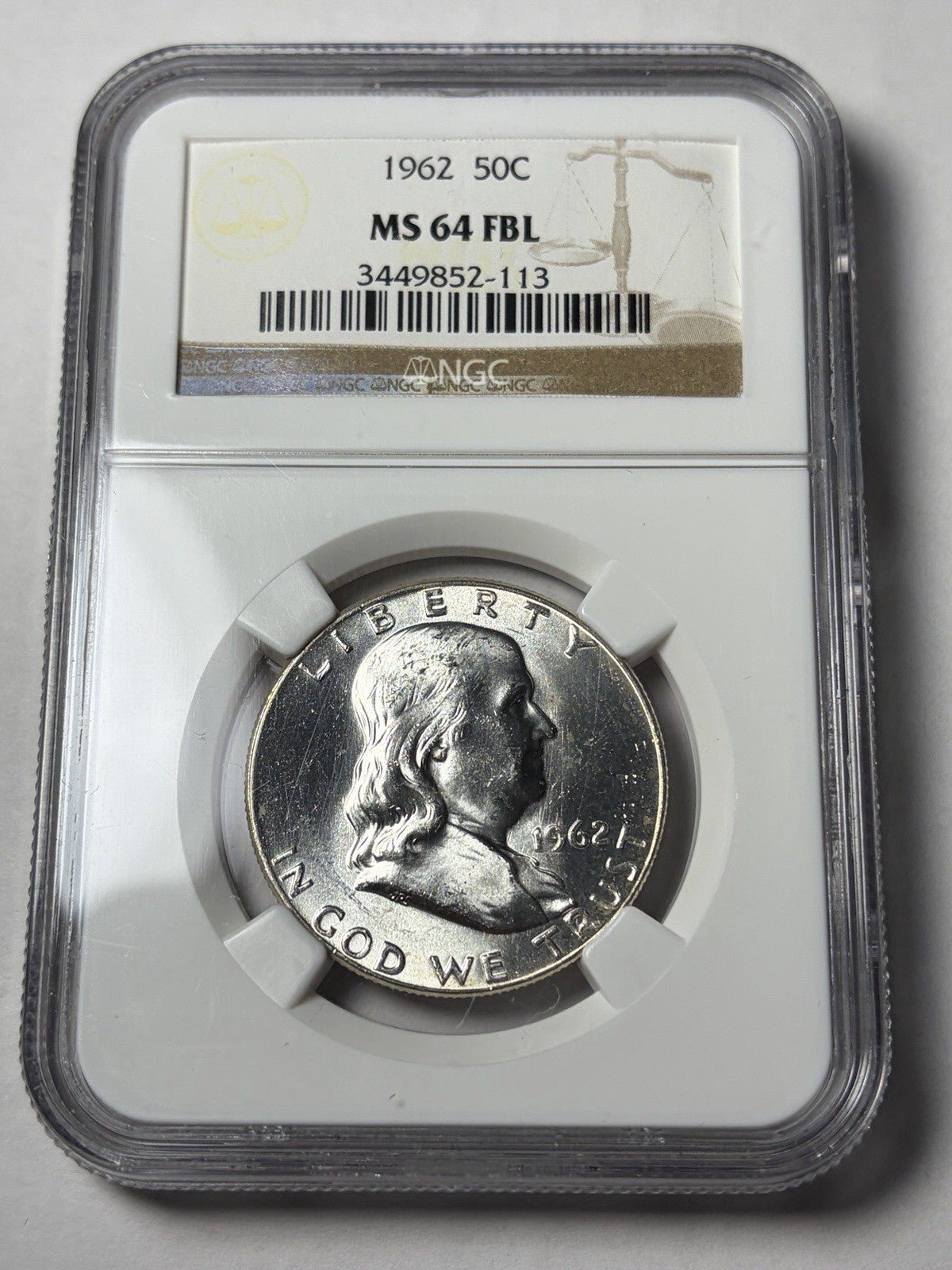 1962 NGC MS64 FBL Franklin Half Dollar