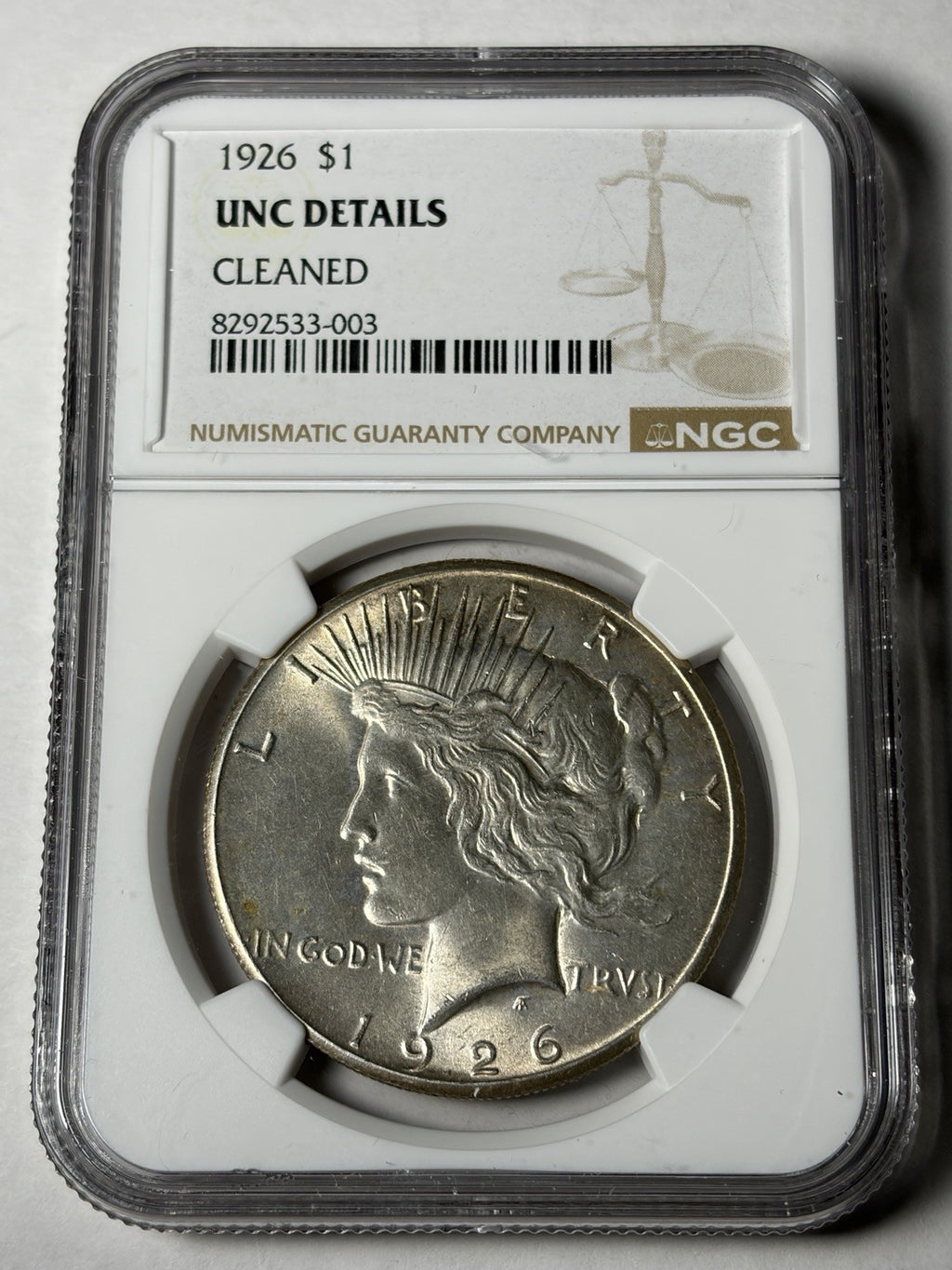 1926 NGC UNC Details Peace Silver Dollar