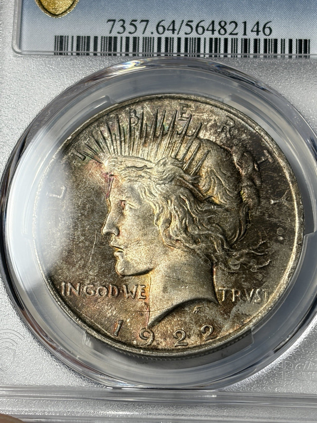 1922 PCGS MS64 Peace Silver Dollar Toned