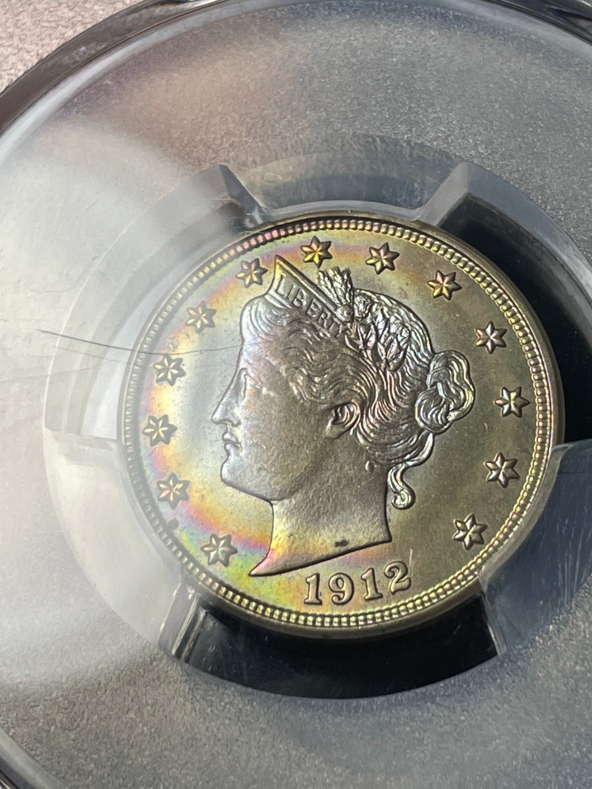 1912-S PCGS MS66 Liberty V Nickel Key Date Rainbow Toning WOW!