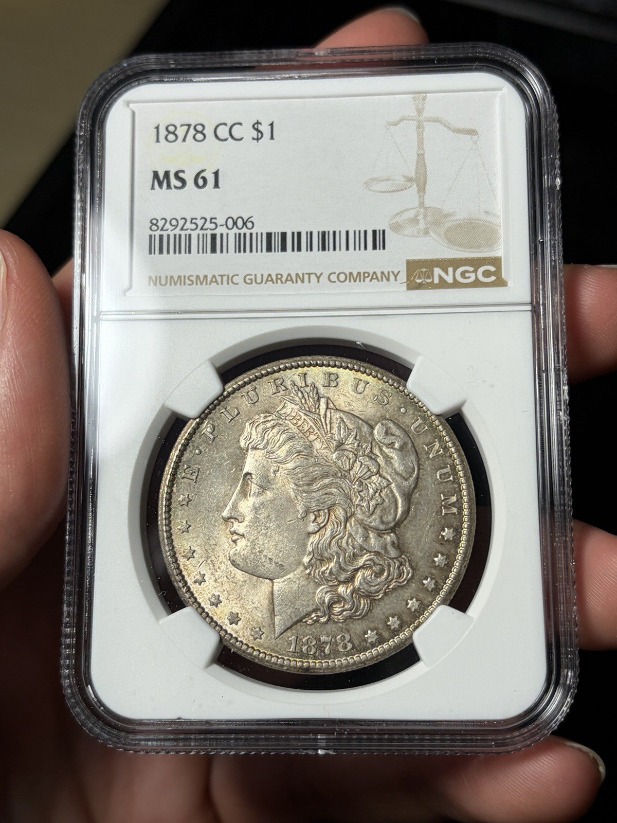 1878-CC NGC MS61 Morgan Silver Dollar Reverse Toned