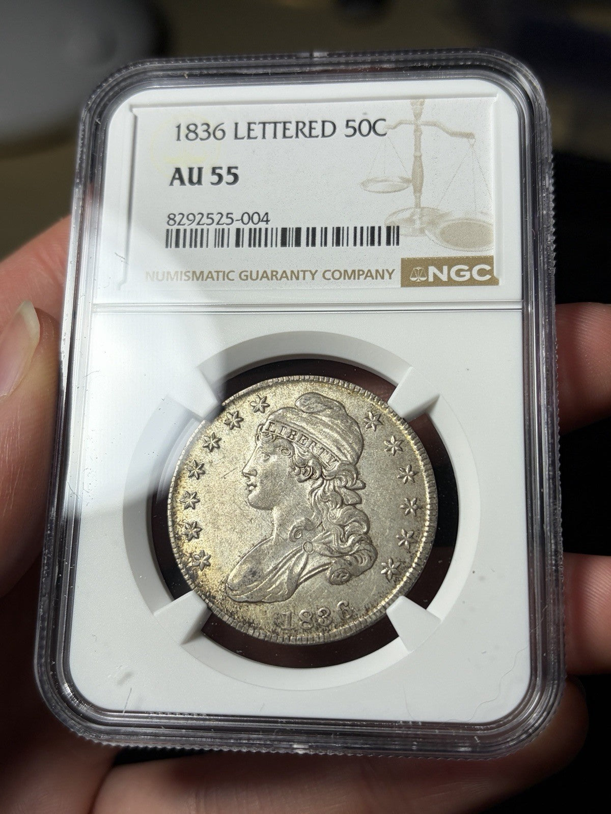 1836 NGC AU55 Capped Bust Half Dollar