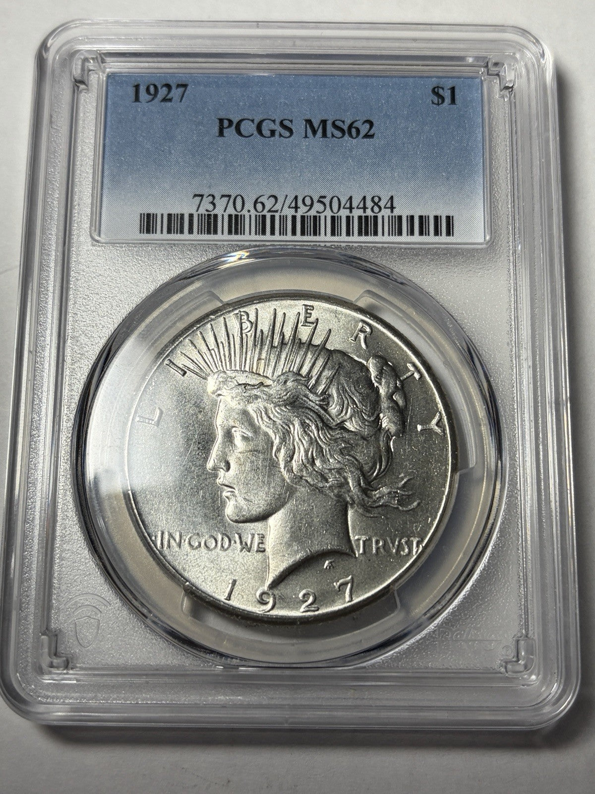 1927 PCGS MS62 Peace Silver Dollar