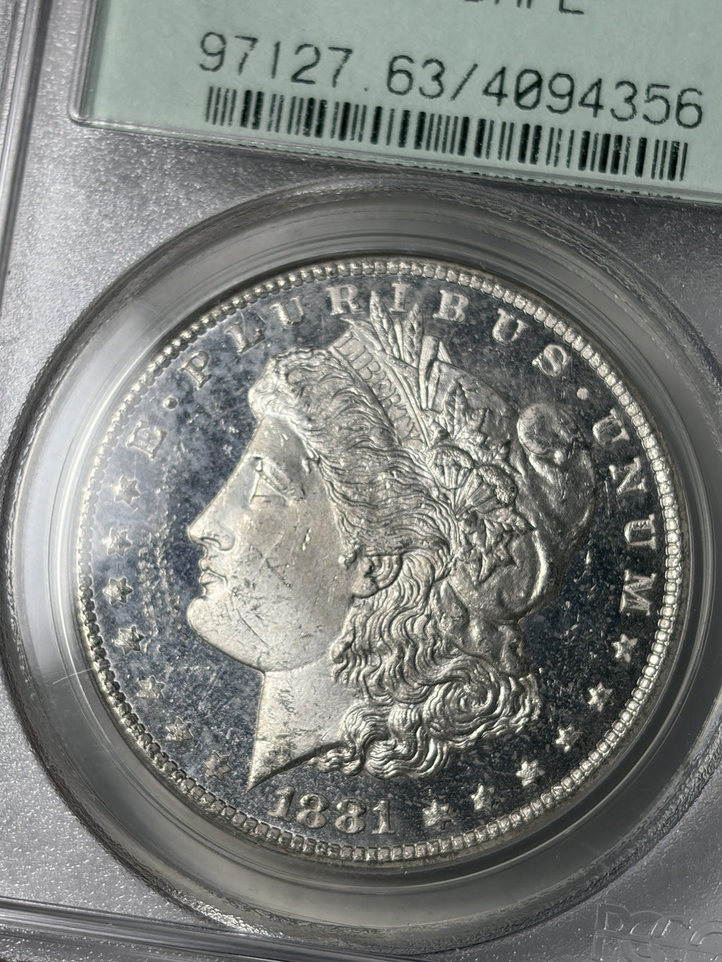 1881-CC PCGS MS63 DMPL Morgan Silver Dollar Old Green Holder