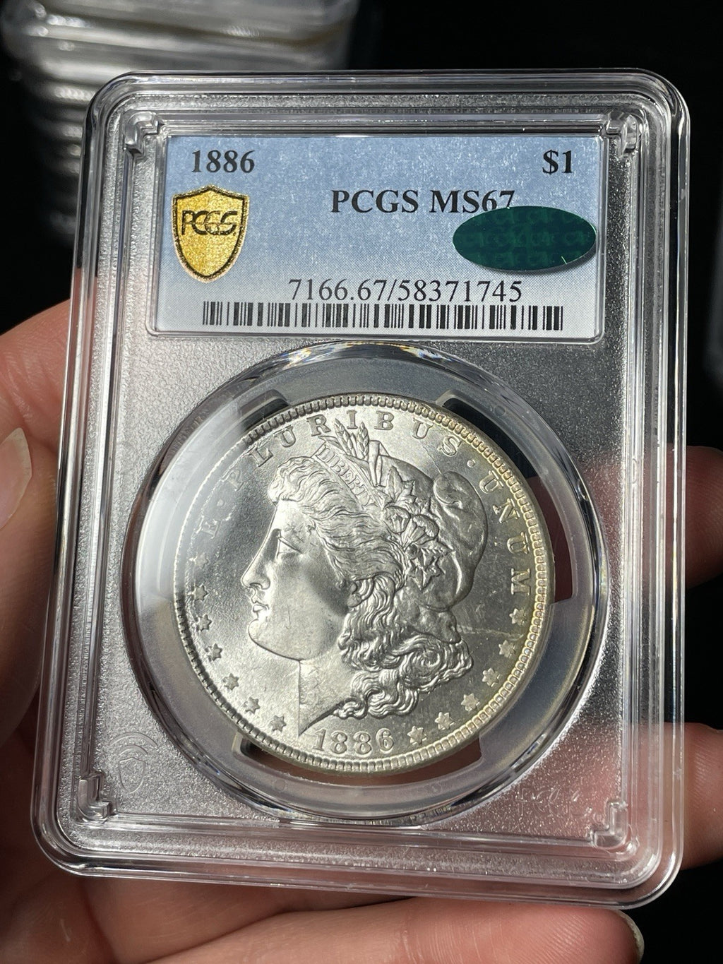 1886 PCGS MS67 CAC Morgan Silver Dollar SUPERB