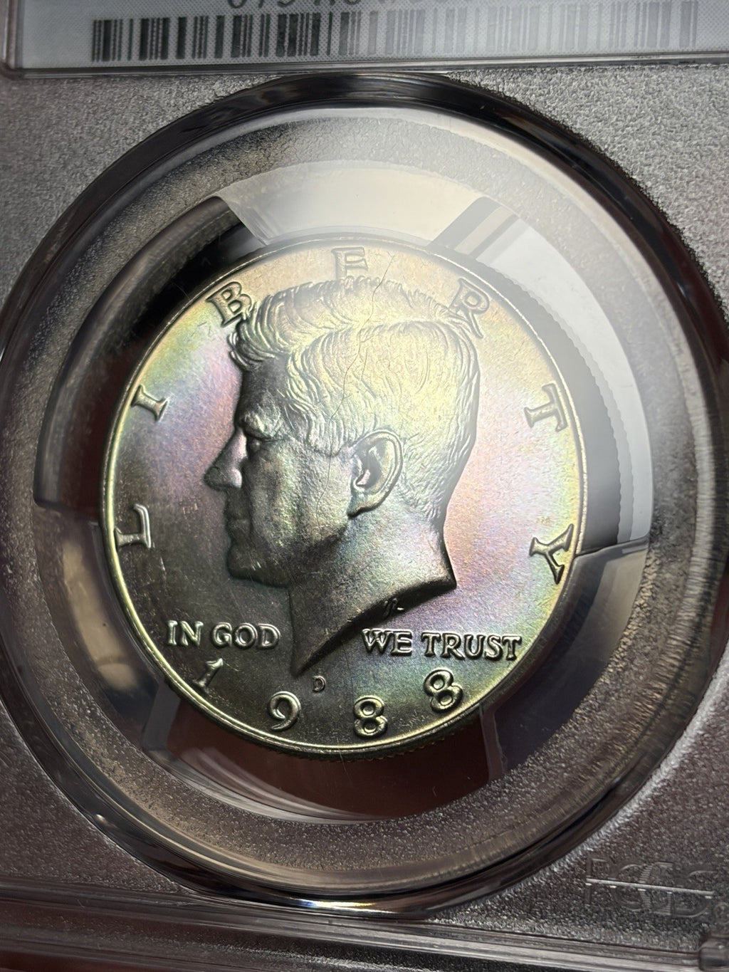1988-D PCGS MS64 Kennedy Half Dollar Rainbow Neon Toning