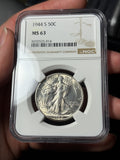 1944-S NGC MS63 Walking Liberty Half Dollar Blast White